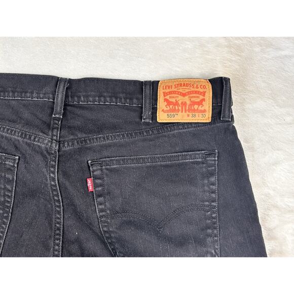 Levi's Men's 559 Relaxed Straight Fit Jeans 38x30 Black Stretch Denim - Picture 6 of 7